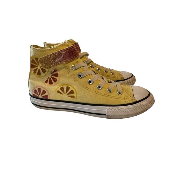 Converse Youth Yellow Citrus Print Chuck Taylor All Star High Top Sneaker Size 3 - Picture 1 of 9